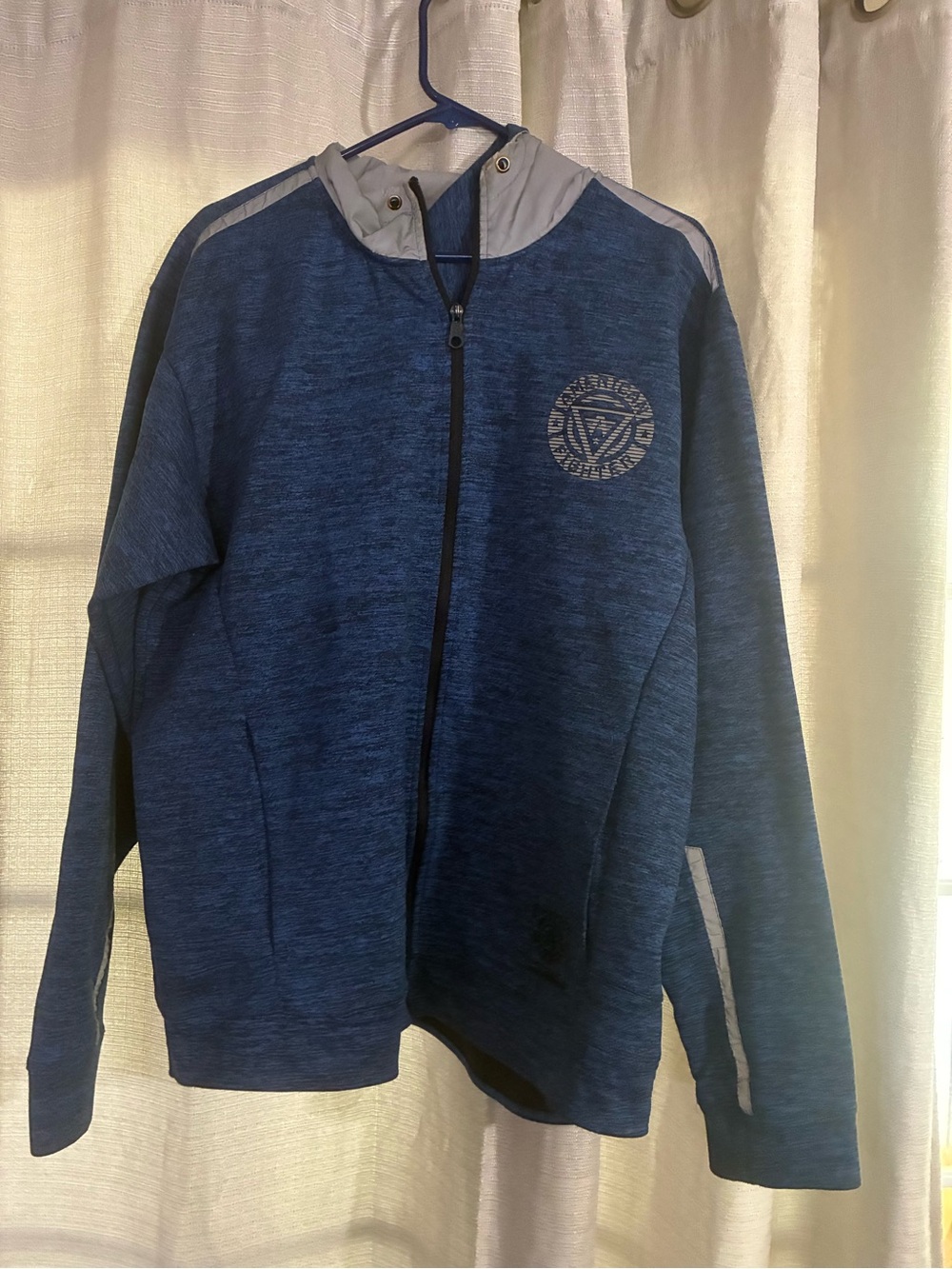 American Fighter Blue and Light Gray Hooded Jacket
